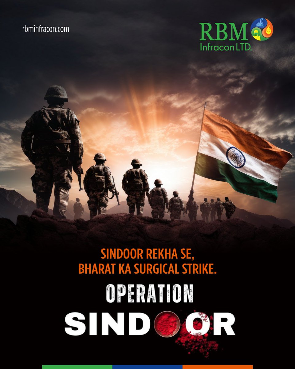 RBMInfraconltd's tweet photo. They tried to keep our nation in darkness forever, but our brave soldiers ensured that would never happen. This is our answer to terrorism, a bold and decisive response… Operation Sindoor.
#OperationSindoor #NationStrikesBack #pahalgam https://t.co/0dMqIlWJrG