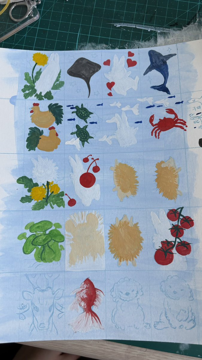 judejudejude01's tweet image. 조각조각 그림조각
5/11에 출동~
신규작품: 수영장 연작(아크릴 과슈 페인팅 10cm 정사각형 캔버스 소품 6점), 사랑들 연작(3.5cm x 5cm 수채 과슈 일러스트 키링)
New art works for local event!
#gouachepainting #painting #AnimalsLover #うさぎ　#イラスト #手描きイラスト