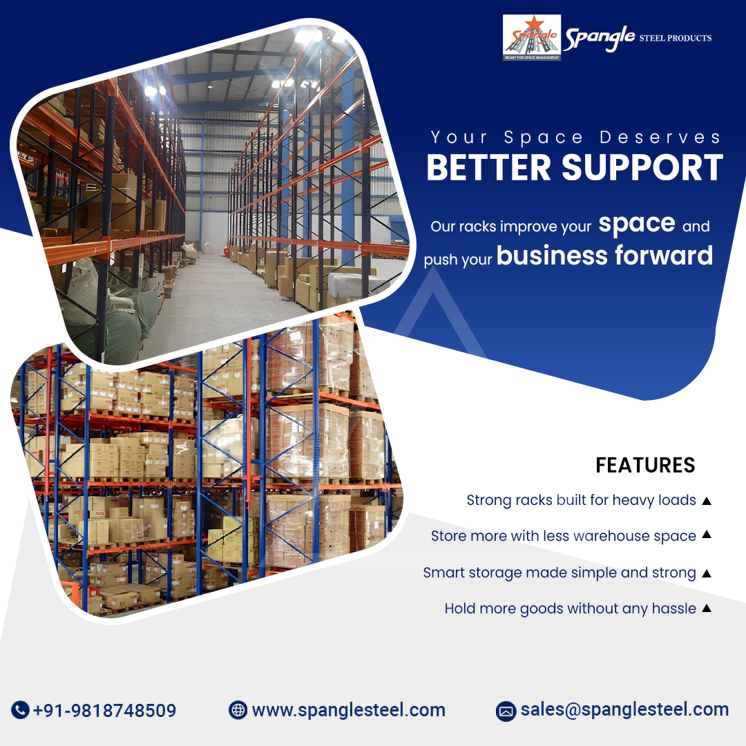 spanglesteel's tweet image. Organize smarter with Spangle Steel – your trusted rack manufacturer for durable, space-saving storage! 🛠️📦 Built to last. 💪
-
📲 +91-9818748509
🌐 spanglesteel.com
📧 sales@spanglesteel.com
-
#RackManufacturer #StorageSolutions #SpangleSteel