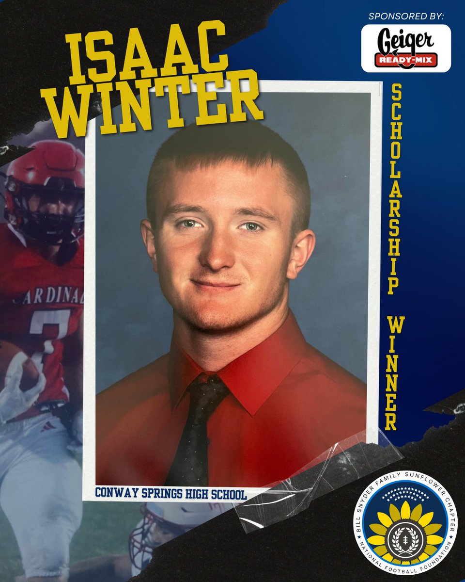CoachBillSnyderFamily/SunflowerChapterNFF (@sunflowernff) on Twitter photo We are pleased to recognize <a href="/ConwaySpringsFB/">Conway Springs FB</a>'s Isaac Winter as a <a href="/SunflowerNFF/">CoachBillSnyderFamily/SunflowerChapterNFF</a> scholar-athlete for 2024-25. Thanks to <a href="/GeigerReadyMix/">Geiger Ready Mix KC</a> for your support of Isaac and the program. <a href="/melissawinter51/">Melissa Winter</a> <a href="/356ks/">USD #356 Conway Springs, KS Schools</a> <a href="/CSCardinalTimes/">CS Cardinal Times</a> <a href="/Star_Argosy/">Conway Springs Star</a> <a href="/CS_Cardinals/">Conway Springs High School</a> We are pleased to recognize <a href="/ConwaySpringsFB/">Conway Springs FB</a>'s Isaac Winter as a <a href="/SunflowerNFF/">CoachBillSnyderFamily/SunflowerChapterNFF</a> scholar-athlete for 2024-25. Thanks to <a href="/GeigerReadyMix/">Geiger Ready Mix KC</a> for your support of Isaac and the program. <a href="/melissawinter51/">Melissa Winter</a> <a href="/356ks/">USD #356 Conway Springs, KS Schools</a> <a href="/CSCardinalTimes/">CS Cardinal Times</a> <a href="/Star_Argosy/">Conway Springs Star</a> <a href="/CS_Cardinals/">Conway Springs High School</a>