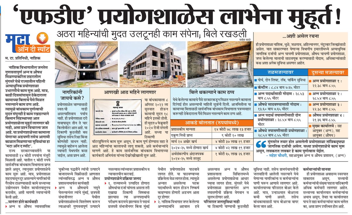 Fanindra Mandlik (@fanindramt) on Twitter photo एफडीए प्रयोगशाळेस लागेना मुहूर्त
<a href="/ParagKMT/">Parag Karandikar</a> <a href="/MataNashik/">मटानाशिक</a> <a href="/WeAreNashik/">We Are Nashik</a> <a href="/sampattheteMT/">Sampat Thete</a> <a href="/MTrameshpadwal/">Ramesh Padwal</a> #अन्न_औषध_प्रशासन <a href="/mataonline/">Maharashtra Times</a> @naahik <a href="/InfoNashik/">DISTRICT INFORMATION OFFICE, NASHIK</a> <a href="/justnashik/">Just Nashik</a> <a href="/InfoDivNashik/">DIVISIONAL INFORMATION OFFICE, NASHIK</a> <a href="/funnashik/">Fun Nashik</a> <a href="/minashikkar/">Nashik</a> <a href="/Nashik/">Nashik</a> <a href="/TOINashikNews/">TOI Nashik</a> <a href="/Nasik/">Nasik City</a> <a href="/nasik353/">nasik</a> #nashik #नाशिक एफडीए प्रयोगशाळेस लागेना मुहूर्त
<a href="/ParagKMT/">Parag Karandikar</a> <a href="/MataNashik/">मटानाशिक</a> <a href="/WeAreNashik/">We Are Nashik</a> <a href="/sampattheteMT/">Sampat Thete</a> <a href="/MTrameshpadwal/">Ramesh Padwal</a> #अन्न_औषध_प्रशासन <a href="/mataonline/">Maharashtra Times</a> @naahik <a href="/InfoNashik/">DISTRICT INFORMATION OFFICE, NASHIK</a> <a href="/justnashik/">Just Nashik</a> <a href="/InfoDivNashik/">DIVISIONAL INFORMATION OFFICE, NASHIK</a> <a href="/funnashik/">Fun Nashik</a> <a href="/minashikkar/">Nashik</a> <a href="/Nashik/">Nashik</a> <a href="/TOINashikNews/">TOI Nashik</a> <a href="/Nasik/">Nasik City</a> <a href="/nasik353/">nasik</a> #nashik #नाशिक