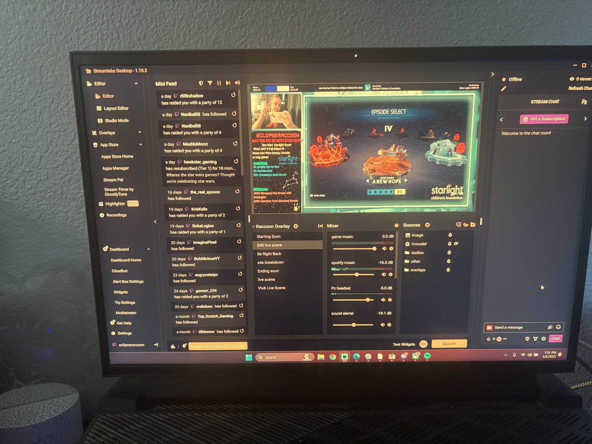 EclipseRaccoon's tweet image. Live now playing Lego Star Wars: Skywalker saga, while also streaming for @StarlightUS! This is the last night of their special Star Wars event!! We are $100 from goal? Can we reach it? Let’s do this for the kids!!
Twitch.tv/eclipseraccoon