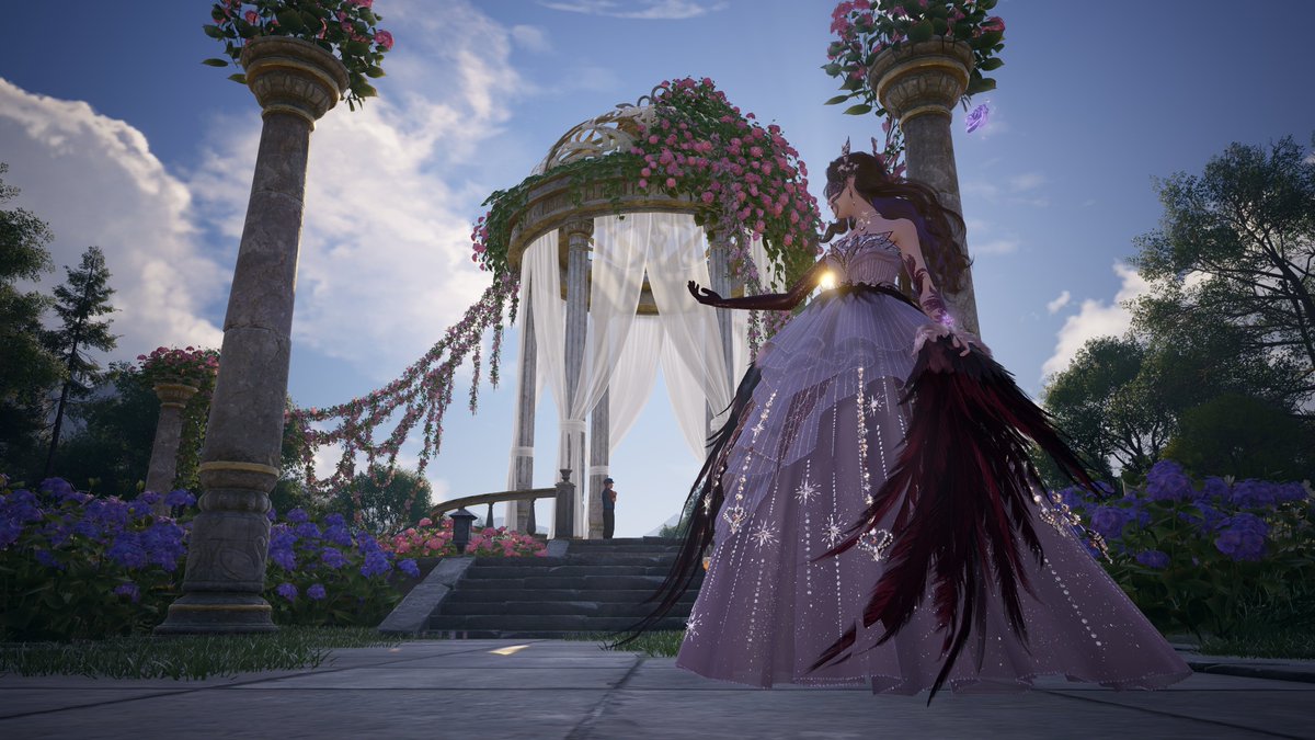 breabanshee's tweet photo. Okay but a 'unrequited yearning' photo in front of a place called "Swan Gazebo" in a Swan Lake inspired dress (don't @ me that the dress is not black - I haven't unlocked that dye package yet). Seriously I love the photo option #InfinityNikki https://t.co/QDp58nYN01