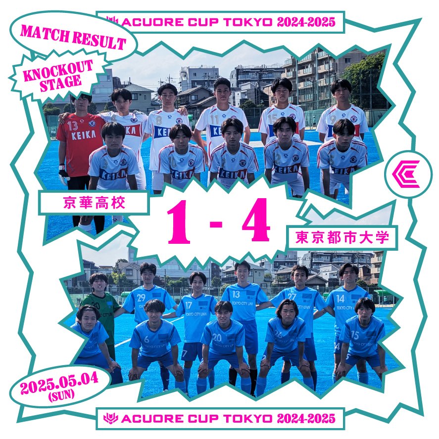 Acuore_official's tweet photo. 【ACUORE CUP TOKYO 24-25】5/3（土）5/4（日）に行われた決勝トーナメントの試合結果です。

#ACUORECUPTOKYO #ACUORE #アクオレ https://t.co/PwZl3UzlnV