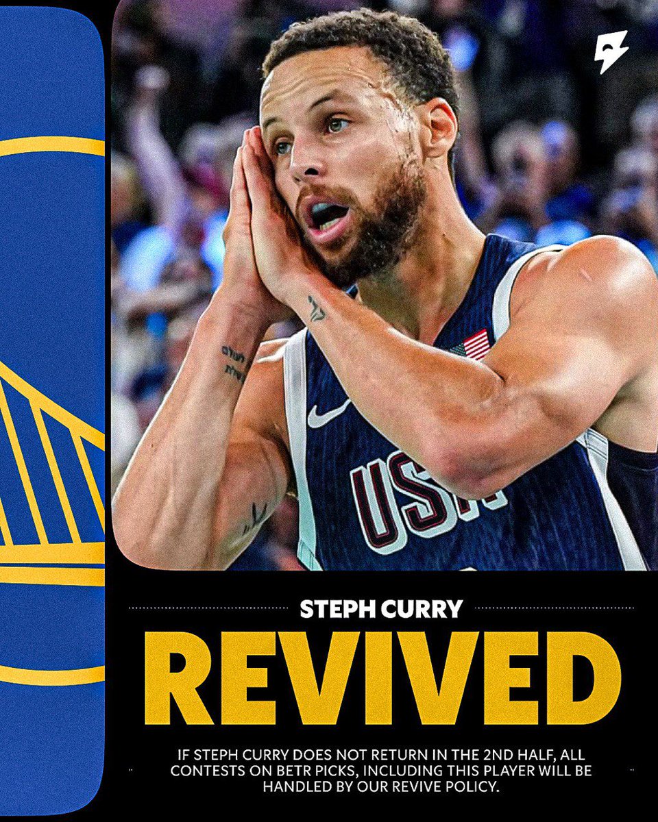 DUE TO THE INJURY

STEPH CURRY WILL BE REVIVED IN ALL BETR PICKS LINEUPS

we got y’all 🤝