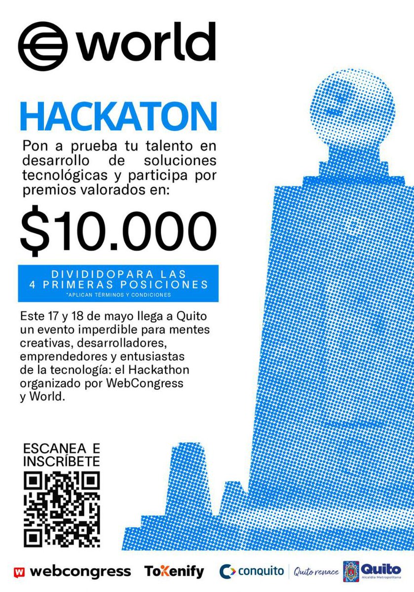 ETH_ECU's tweet image. ¡Hackathon en Quito!
17-18 mayo | +$10K en premios
Desarrolla, conecta y compite con lo mejor del talento tech.
@webcongress x @worldcoin
Inscríbete: webcongress.com/hackathonec
#HackathonQuito #TechEcuador #Developers #Innovación #Startups #WebCongress #TechTalent