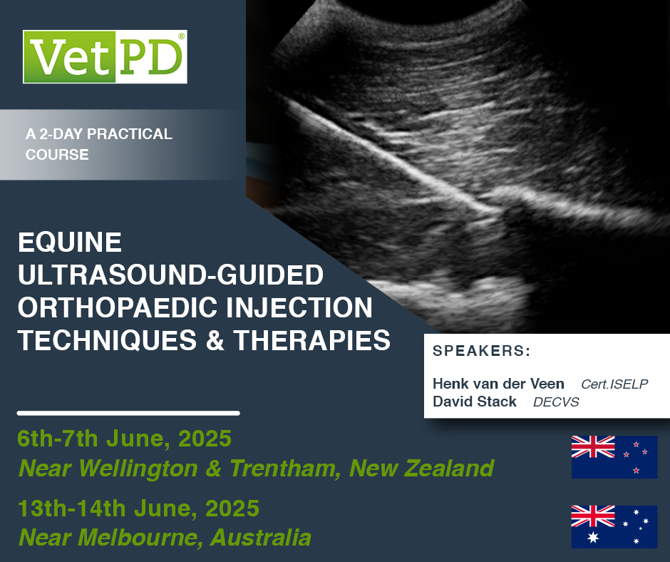 Last chance to register for Ultrasound-Guided Orthopaedic Injection Techniques &amp; Therapies! 
New Zealand: loom.ly/i4A9DgI
Australia: loom.ly/w5gzFOo

#equinevet #equineveterinarian #veterinaryCE #veterinarycontinuingeducation #vetce