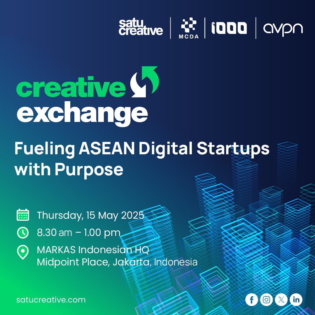 Fueling ASEAN Digital Startups with Purpose

Satu Creative, in collaboration with 1000 Startup Digital, is bringing together innovators, investors, and ecosystem builders from across ASEAN — all driven by a shared mission: to fuel digital startups with purpose.