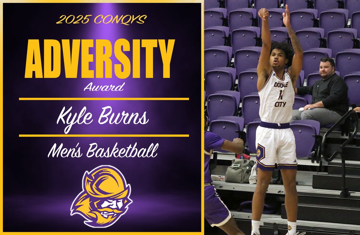 Dodge City CC Conquistadors (@goconqs) on Twitter photo 🏆CONQY AWARDS🏆
CONQY for Adversity Award - given to a student-athlete that has overcome adversity to find success in their sport & classroom
🏀Kyle Burns (Men's Basketball) <a href="/GoConqsMBB/">Dodge City Men’s Basketball</a> <a href="/Kyleburns11_/">Kyle Burns</a> #GoConqs 🏆CONQY AWARDS🏆
CONQY for Adversity Award - given to a student-athlete that has overcome adversity to find success in their sport & classroom
🏀Kyle Burns (Men's Basketball) <a href="/GoConqsMBB/">Dodge City Men’s Basketball</a> <a href="/Kyleburns11_/">Kyle Burns</a> #GoConqs