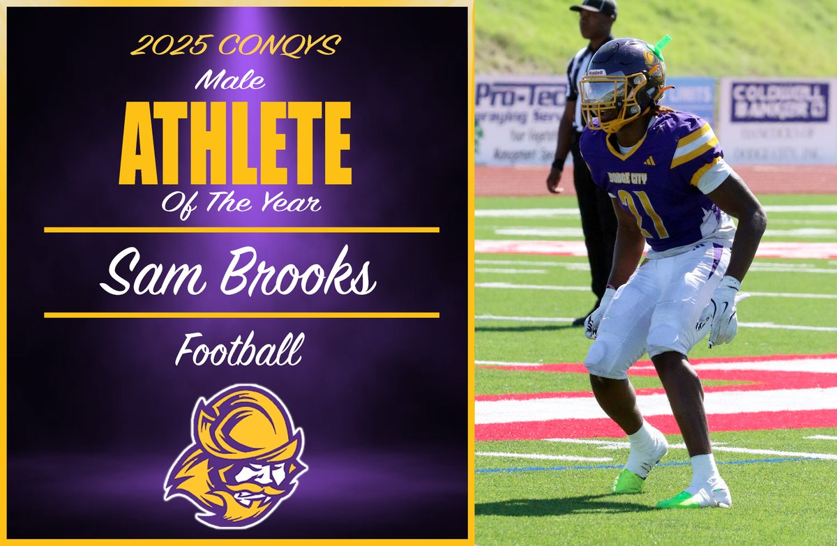 Dodge City CC Conquistadors (@goconqs) on Twitter photo 🏆CONQY AWARDS🏆
CONQY for Male Athlete of the Year - given to top male athlete of the year
🏈Sam Brooks (Football) <a href="/sam_brooks232/">Samuel Brooks</a>
🗒️1st Team NJCAA All-American & 1st Team All-KJCCC
🗒️Season stats: 89 tackles 6.5 TFL, blocked kick, & fumble recovery
🗒️Led team in tackles & 🏆CONQY AWARDS🏆
CONQY for Male Athlete of the Year - given to top male athlete of the year
🏈Sam Brooks (Football) <a href="/sam_brooks232/">Samuel Brooks</a>
🗒️1st Team NJCAA All-American & 1st Team All-KJCCC
🗒️Season stats: 89 tackles 6.5 TFL, blocked kick, & fumble recovery
🗒️Led team in tackles &