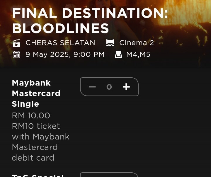 atone_'s tweet photo. Boleh dapat RM10 je pakai Maybank Mastercard nak tgk Final Destination ni 🎉 https://t.co/mPpwG5cFt1