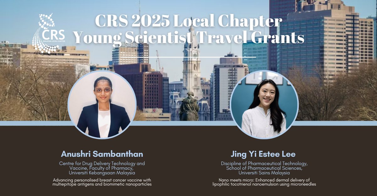 🎉 Huge congratulations to <a href="/ASambanthan/">anushri sambanthan</a> and <a href="/esteelee_/">Estee Lee</a> on receiving the CRS Travel Grant Award! 🇲🇾 Proudly representing Malaysia at the CRS Annual Meeting in Philadelphia. Wishing you both a fantastic experience ahead! ✈️🌍 
<a href="/CRSScience/">Controlled Release Society</a> <a href="/CRS_YSC/">Young Scientist Committee YSC-CRS</a>

#CRS2025 #TeamMalaysia