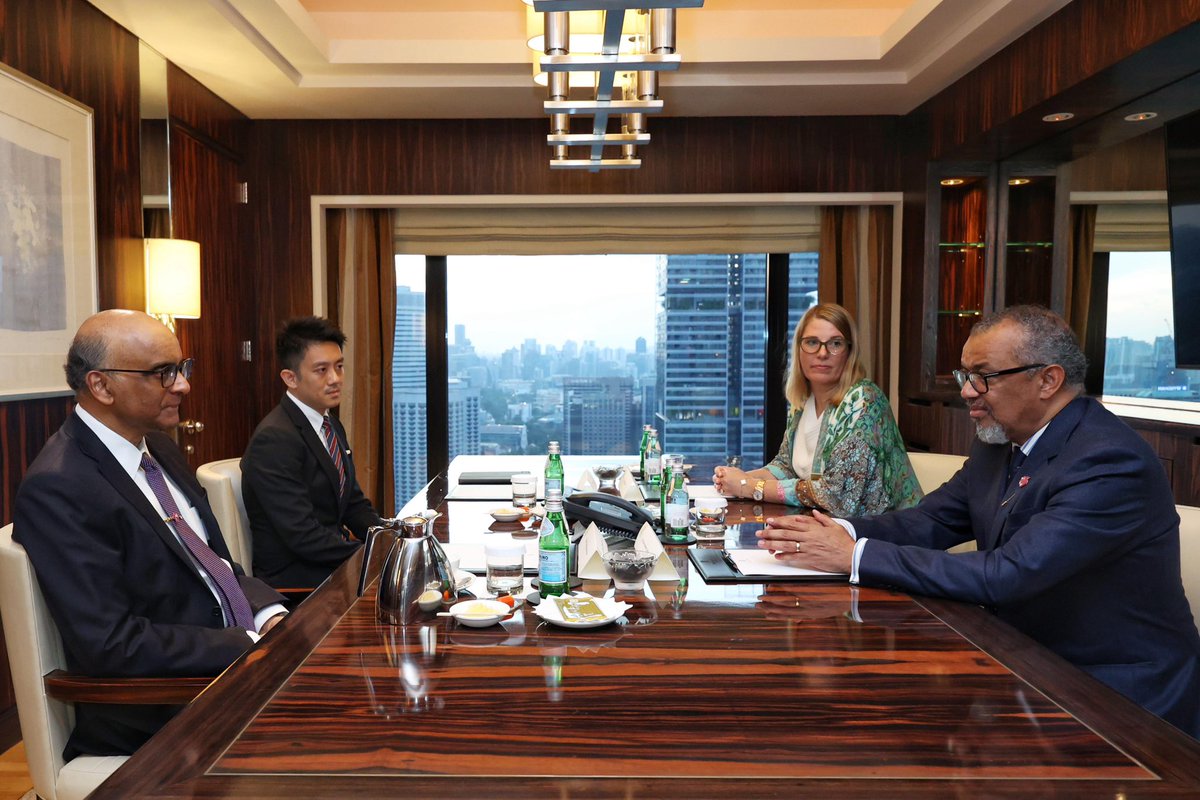 Tedros Adhanom Ghebreyesus (@drtedros) on Twitter photo Thank you for your warm welcome to #Singapore and the Philanthropy Asia Summit, President <a href="/Tharman_S/">Tharman Shanmugaratnam</a>.
I appreciated the opportunity to discuss <a href="/WHO/">World Health Organization (WHO)</a>’s partnership with 🇸🇬 on sustainably financing and delivering #HealthForAll, and the importance of ensuring that the world is Thank you for your warm welcome to #Singapore and the Philanthropy Asia Summit, President <a href="/Tharman_S/">Tharman Shanmugaratnam</a>.
I appreciated the opportunity to discuss <a href="/WHO/">World Health Organization (WHO)</a>’s partnership with 🇸🇬 on sustainably financing and delivering #HealthForAll, and the importance of ensuring that the world is