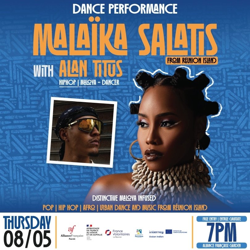 Nairobi Now (@nairobinow) on Twitter photo #Nairobi: Dance Performance: Malaika Salatis (from Réunion Island) with Alan Titus, May 8 2025 @ Alliance Française Nairobi.
Date: May 8, 2025
Venue: <a href="/AFKenya/">Alliance Française Nairobi</a>
Time: 7 PM
Entry: Free
<a href="/malaika_salatis/">Malaika Salatis</a> #Nairobi: Dance Performance: Malaika Salatis (from Réunion Island) with Alan Titus, May 8 2025 @ Alliance Française Nairobi.
Date: May 8, 2025
Venue: <a href="/AFKenya/">Alliance Française Nairobi</a>
Time: 7 PM
Entry: Free
<a href="/malaika_salatis/">Malaika Salatis</a>