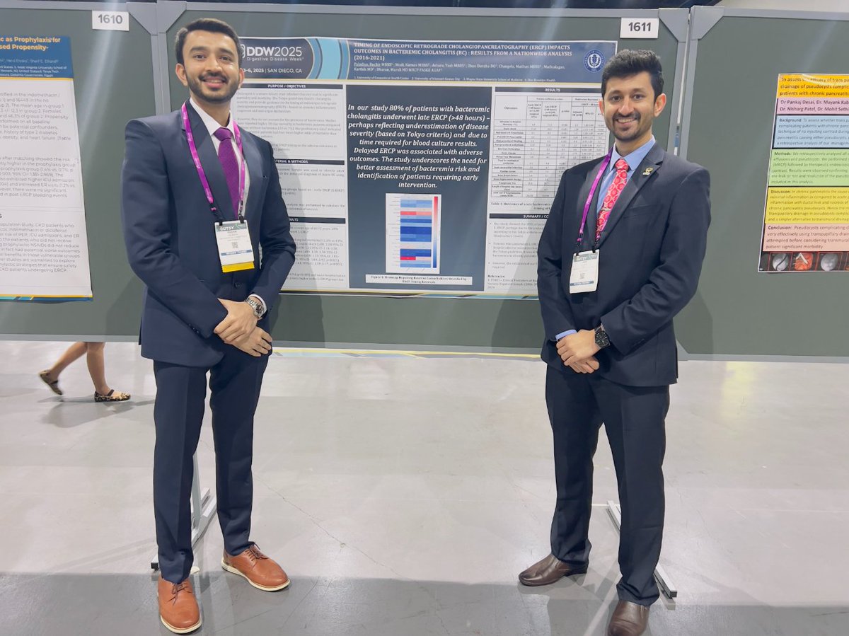 PaladiyaRuchir's tweet image. Honored to present our 8 projects at #DDW2025!
🎤 First podium talk
🤝 Huge shoutout to @UConnIM, @UConnGI, @MDscope , @GastroNDP, and @NeilKhouryMD  for behind-the-scenes hustle!

✨ Grateful for @DDWMeeting to endorse learning, and collaborations for better future! #GITwitter