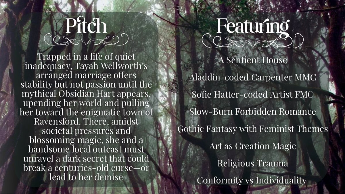 angie3tomatoes's tweet photo. An #agentsguide for AON
When Tayah sees the Obsidian Hart, her fate unravels. Now she must uncover Ravensford’s forgotten history—before she’s the next to disappear    
🖤Gothic Fantasy + Feminism 
🏠Sentient House   
❤️‍🔥Slow-burn Romance 
✨Art as Magic

#QuestPit #AF #R https://t.co/dpX4ySIn4W