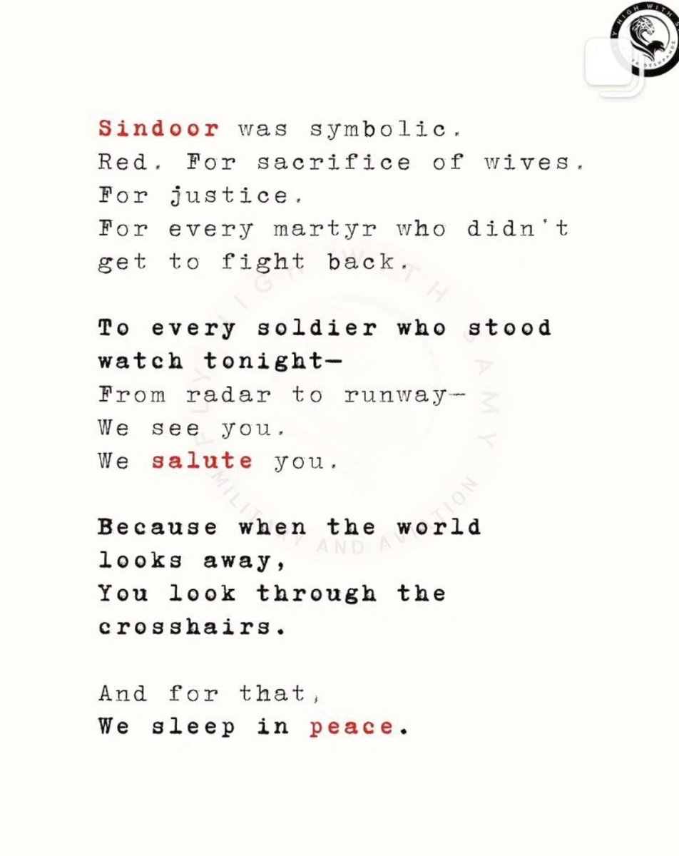 rishabhamresh1's tweet image. Value of Sindoor
Justice served
Jai Hind 🇮🇳

#OperationSindoor #operation_sindoor #PahlgamTerrorAttack #IndiaPakistanWar