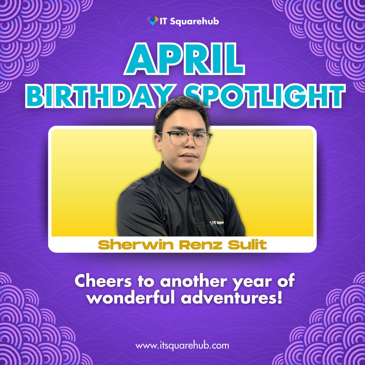 Let’s give a big shoutout to our April Birthday Celebrant! 🎉

Wishing you a day filled with joy, laughter, and amazing memories. Cheers to another year of awesomeness! 🥳

#ITSquarehub #ITSPeers #BirthdaySpotlight #AprilCelebrant