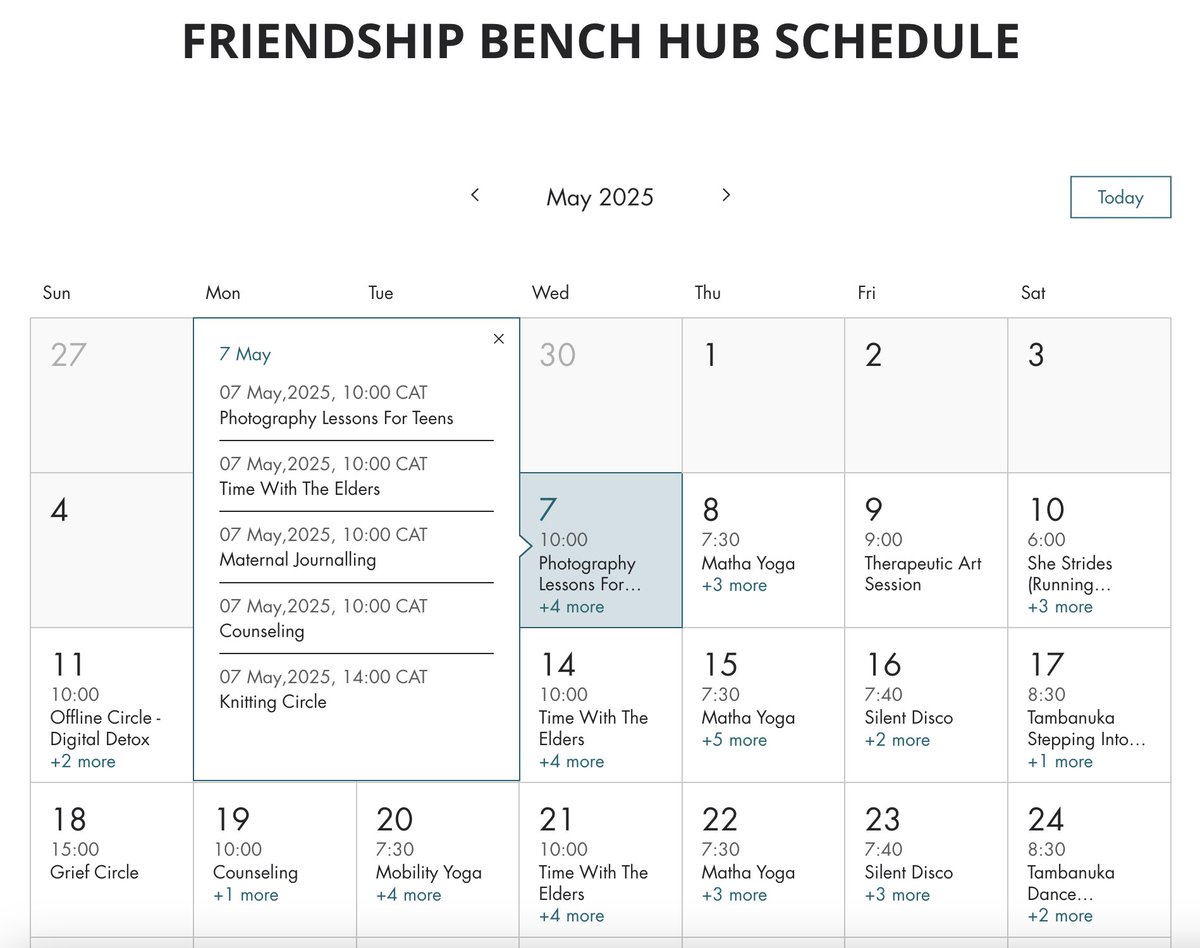 💚 May is Mental Health Awareness Month 

This month, we are hosting a series of events and activities designed to bring our community together, raise awareness, and create safe spaces for healing.

Check out our full May schedule here:
👉 thehub.friendshipbench.org/events