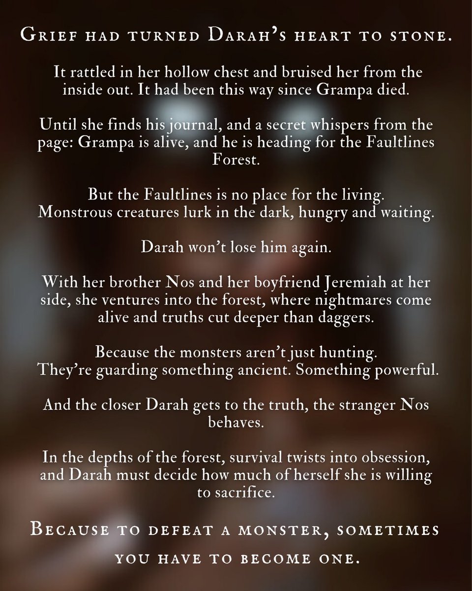 ELPHABA✖️DON'T LET THE FOREST IN✖️CHILDREN OF BLOOD &amp; BONE
Looking for horrifying monsters, eerie forests &amp; a questionable MC?
💔NA dark fantasy w/ horror blend
💔Flawed MC w/ deep emotional wounds
💔Sibling rivalry
💔Celtic folklore
#NA #F #H #Q #questpit #agentsguide #litagents