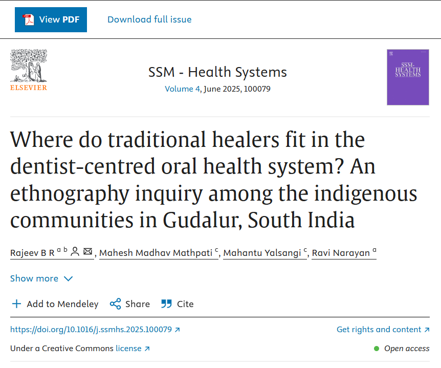 IPH Bengaluru (@iphindia) on Twitter photo Our Colleague <a href="/BasapathyRajeev/">B R Rajeev</a>, Assistant Professor and <a href="/India_Alliance/">DBT/WT India Alliance</a> Fellow <a href="/iphindia/">IPH Bengaluru</a> has published an insightful article that explores the integration of traditional healers within dentist-centred oral health care, highlighting how leveraging traditional healing practices Our Colleague <a href="/BasapathyRajeev/">B R Rajeev</a>, Assistant Professor and <a href="/India_Alliance/">DBT/WT India Alliance</a> Fellow <a href="/iphindia/">IPH Bengaluru</a> has published an insightful article that explores the integration of traditional healers within dentist-centred oral health care, highlighting how leveraging traditional healing practices