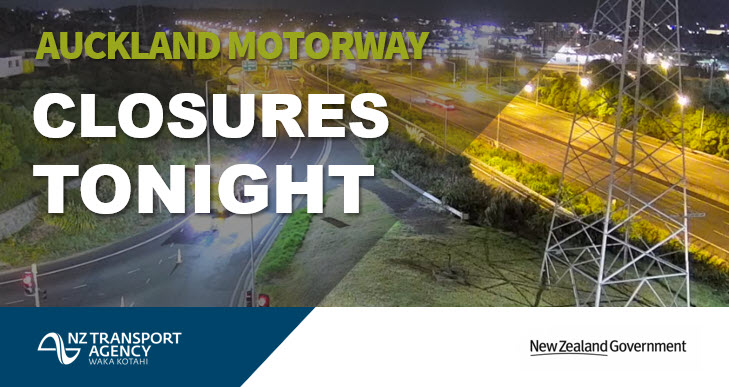 nztaaklnth's tweet photo. Plan ahead for roadwork closures on Auckland's motorways tonight, including northbound lanes on #SH20 between Manukau and Puhinui Rd from 10pm. Get details here: https://t.co/QyTWG8n5sn and allow extra time for any required detours. ^TP https://t.co/ZmhGAdegD4