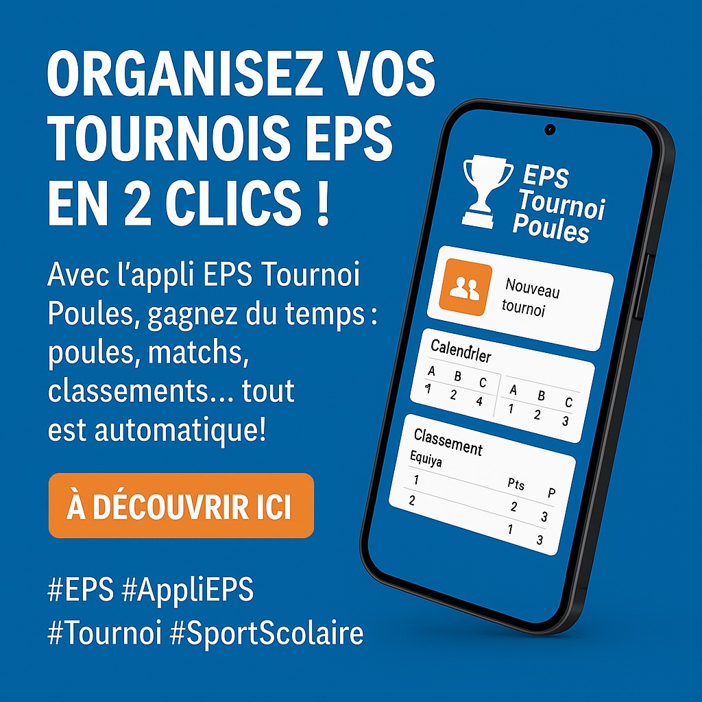 FrancoisLIEURY's tweet image. 📣 Après ATP, VDN, TPC et Ronde Suisse… découvrez EPS Tournoi Poules !
📥 Import CSV
⚔️ Matchs générés automatiquement
📊 Classements &amp;amp; exports en 1 clic
🎯 Gagnez du temps, concentrez-vous sur l’essentiel !

👉 apps.apple.com/fr/app/eps-tou…
#EPS #AppliEPS