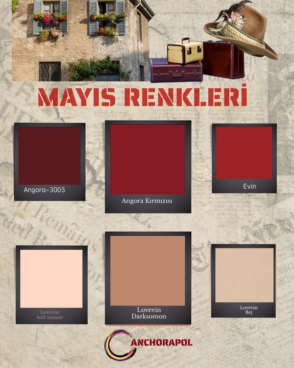 Anchoraboya's tweet photo. MAYIS RENKLERİ 

Angora Kırmızısı: Ankara’nın prestiji  ile kırmızının heyecanı 
bu renkte buluştu. 
Angora 3005 : Kendinden emin ve cesur olanların klasik rengi. 
Evin : Aşkın rengi. Dünyadaki en güvenli yer evindir. https://t.co/DPVURKqykm