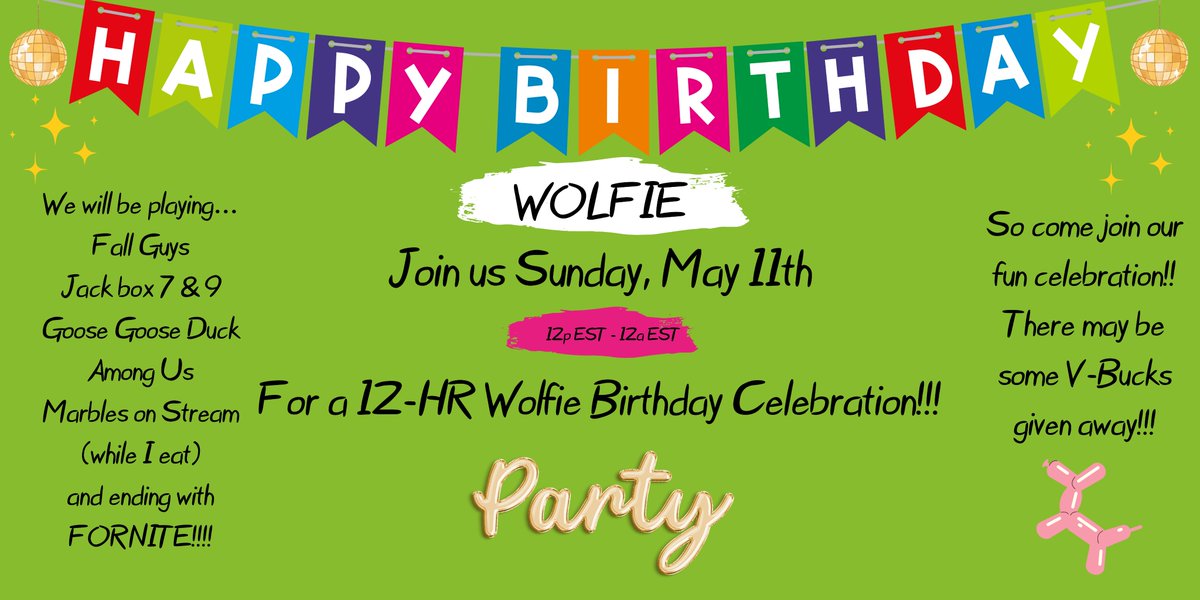 Come hang out with us this Sunday for my 12-HR B-Day Stream!!! Lots of Community Games!!! twitch.tv/wolfpack_1212