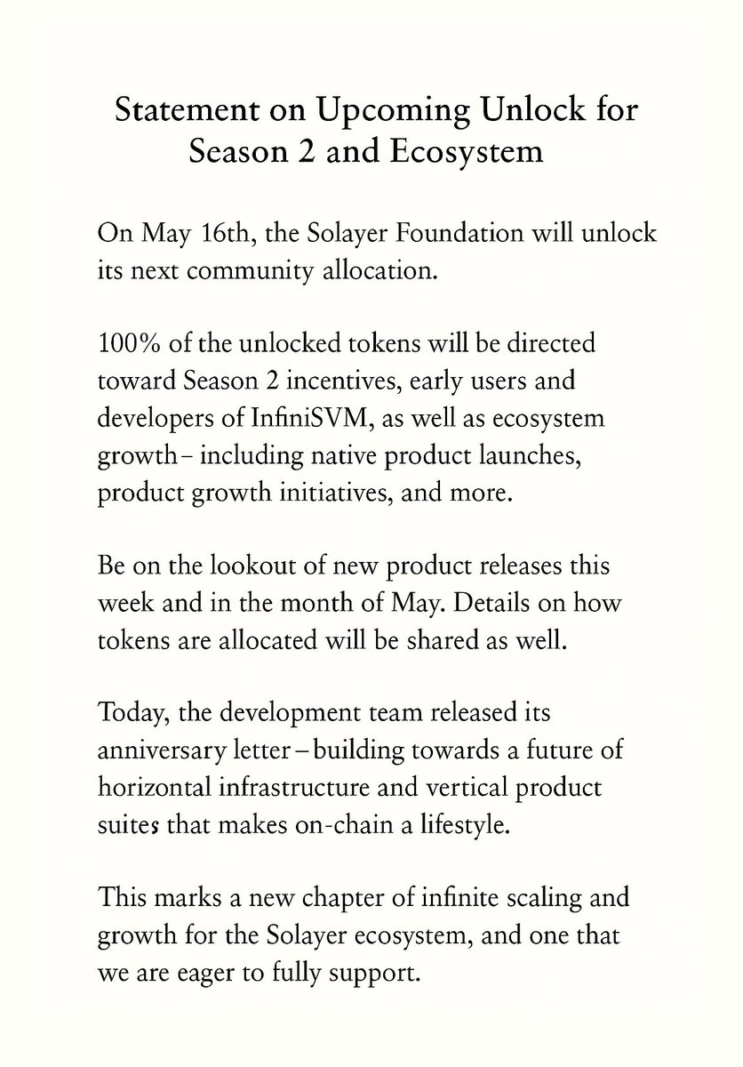 Statement on Upcoming Unlock for Season 2 and Ecosystem