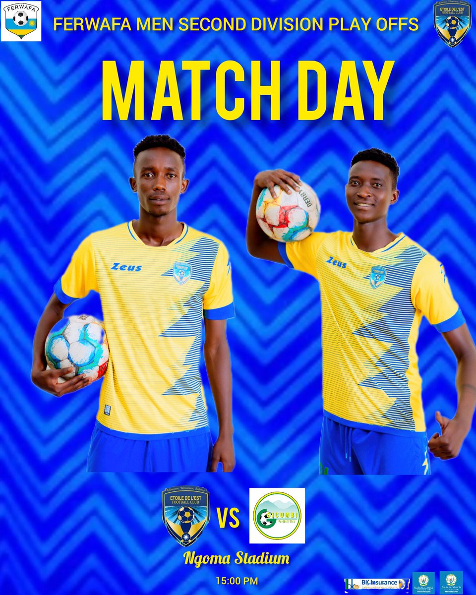ETOILE DE L'EST FC (@etoile_fc) on Twitter photo FERWAFA MEN SECOND DIVISION PLAY OFFS
#MATCHDAY
Etoile de l'est vs Gicumbi FC
<a href="/FERWAFA/">Rwanda FA</a> <a href="/GicumbiOfficial/">Gicumbifc Official</a>
<a href="/KireheDistrict/">Kirehe District</a> <a href="/NgomaDistrict/">Ngoma District</a> FERWAFA MEN SECOND DIVISION PLAY OFFS
#MATCHDAY
Etoile de l'est vs Gicumbi FC
<a href="/FERWAFA/">Rwanda FA</a> <a href="/GicumbiOfficial/">Gicumbifc Official</a>
<a href="/KireheDistrict/">Kirehe District</a> <a href="/NgomaDistrict/">Ngoma District</a>