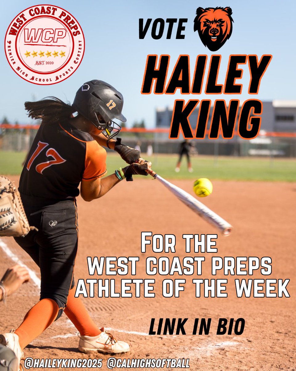 Hailey King (@haileyking2025) on Twitter photo Feeling incredibly honored to be nominated for West Coast Preps’ Bay Area Women’s Athlete of the Week! Thank you so much, <a href="/westcoastpreps_/">West Coast Preps</a> ,for the recognition. I’m truly grateful to be listed alongside such amazing athletes.
Friends and family, I’d really appreciate your Feeling incredibly honored to be nominated for West Coast Preps’ Bay Area Women’s Athlete of the Week! Thank you so much, <a href="/westcoastpreps_/">West Coast Preps</a> ,for the recognition. I’m truly grateful to be listed alongside such amazing athletes.
Friends and family, I’d really appreciate your