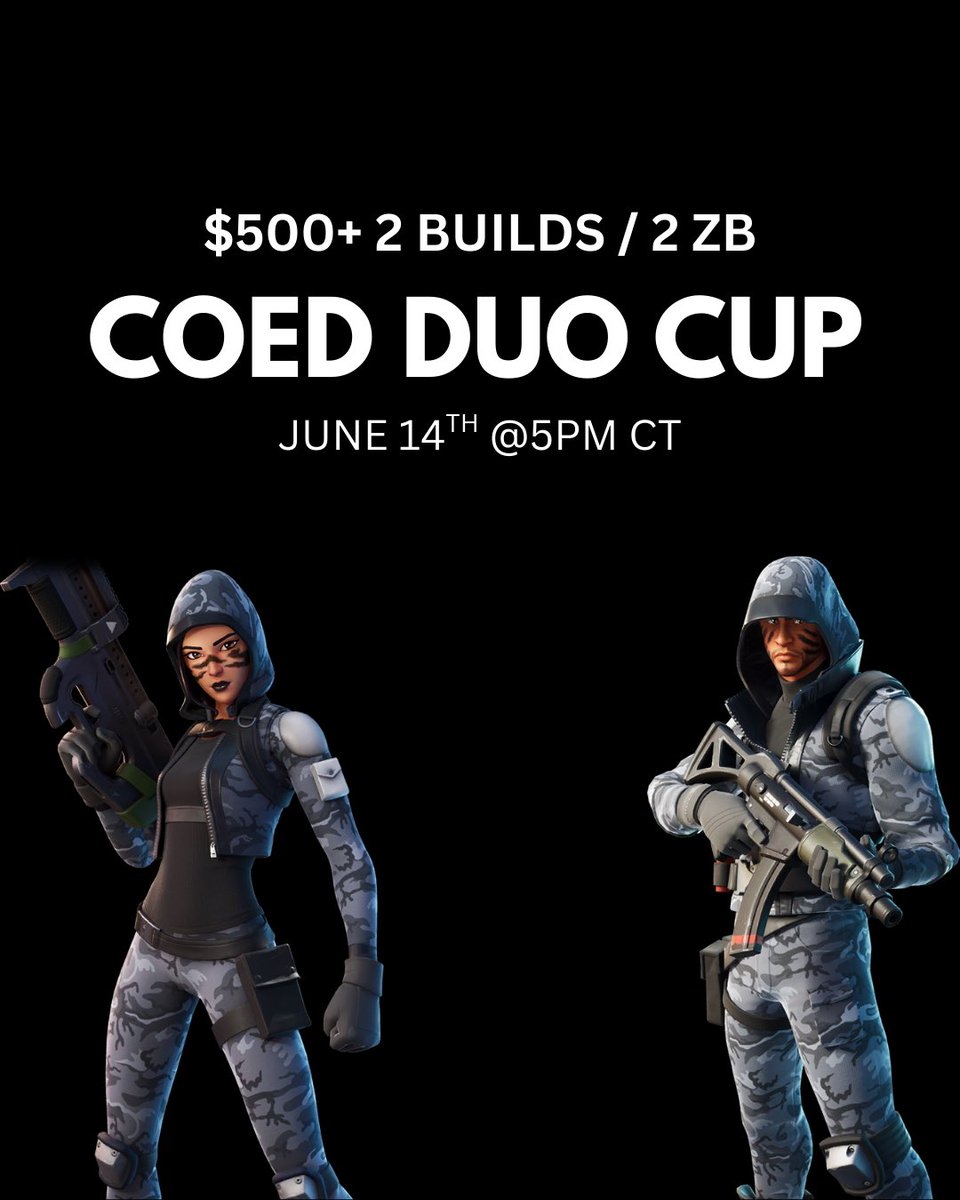 DAWN X CELESTE
📆SATURDAY JUNE 14TH
🎮4 NAE GAMES 2 BUILD / 2 ZERO BUILD

TO BE CONSIDERED 
-FOLLOW <a href="/celblcc/">celeste</a> , <a href="/dawwniee/">ᵇⁿᵗʰ SKIBIDI DAWN</a> 
-❤️+♻️
-COMMENT FULL DUO BELOW ⬇️