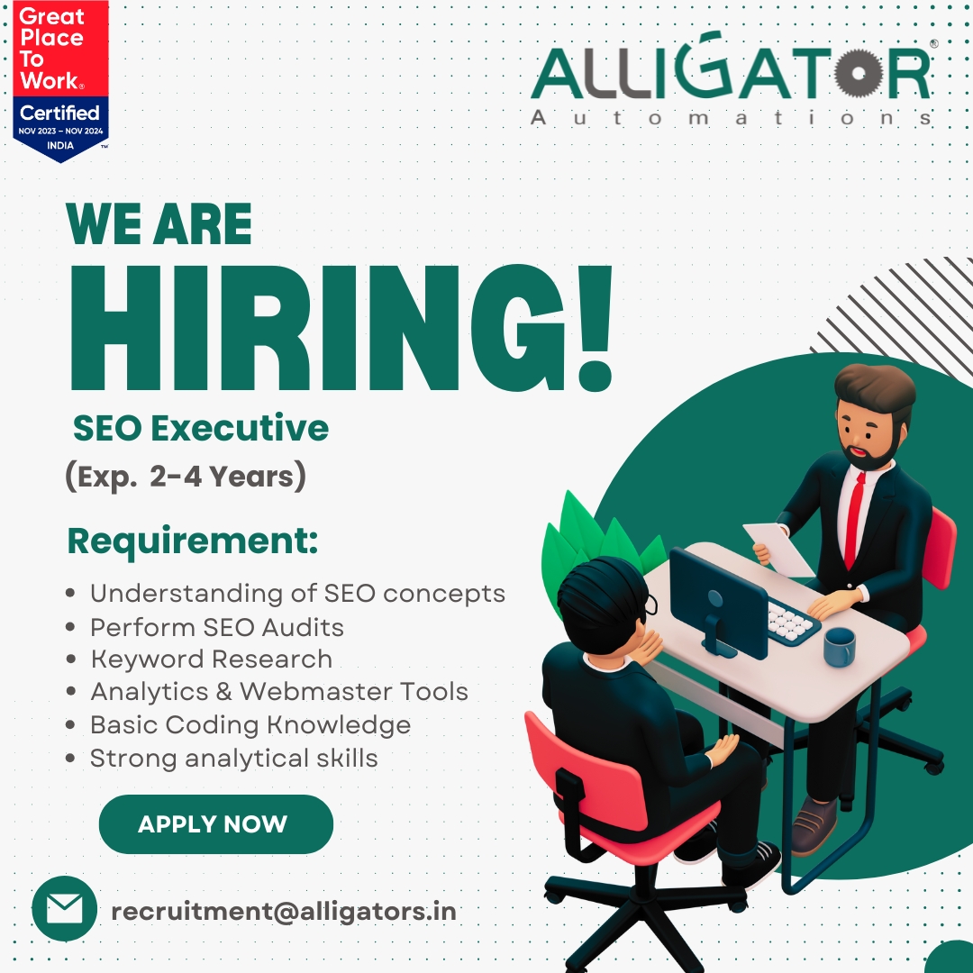 Alligators_in's tweet photo. 🚨 We’re hiring SEO Pros! 📷 2 Roles: 📷 SEO Executives (2–4 yrs) 📷 Join Alligator Automations' high-performance digital team. 📷 Apply: recruitment@alligators.in 📷  #SEOJobs https://t.co/4K88QNNnFF