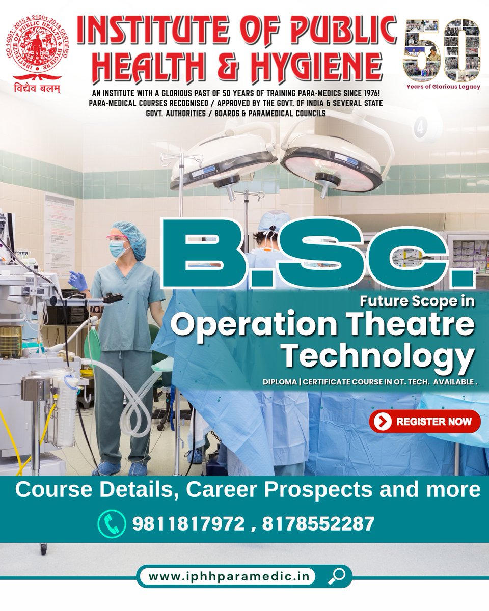 IPHHDELHI's tweet photo. 🔬Launch Your Career with B. Sc. in Operation Theatre Technology
📞9811817972 / 8178552287
Your Future in OT. Technology Starts Here!
🌐 https://t.co/1X8JcUoEvt
#bestnursingcollegramediclife #paramediclife #BMLT #ANM #GNM #NursingCouncil #nursing2024 #nursesofIndia https://t.co/fNWynQ8fo9