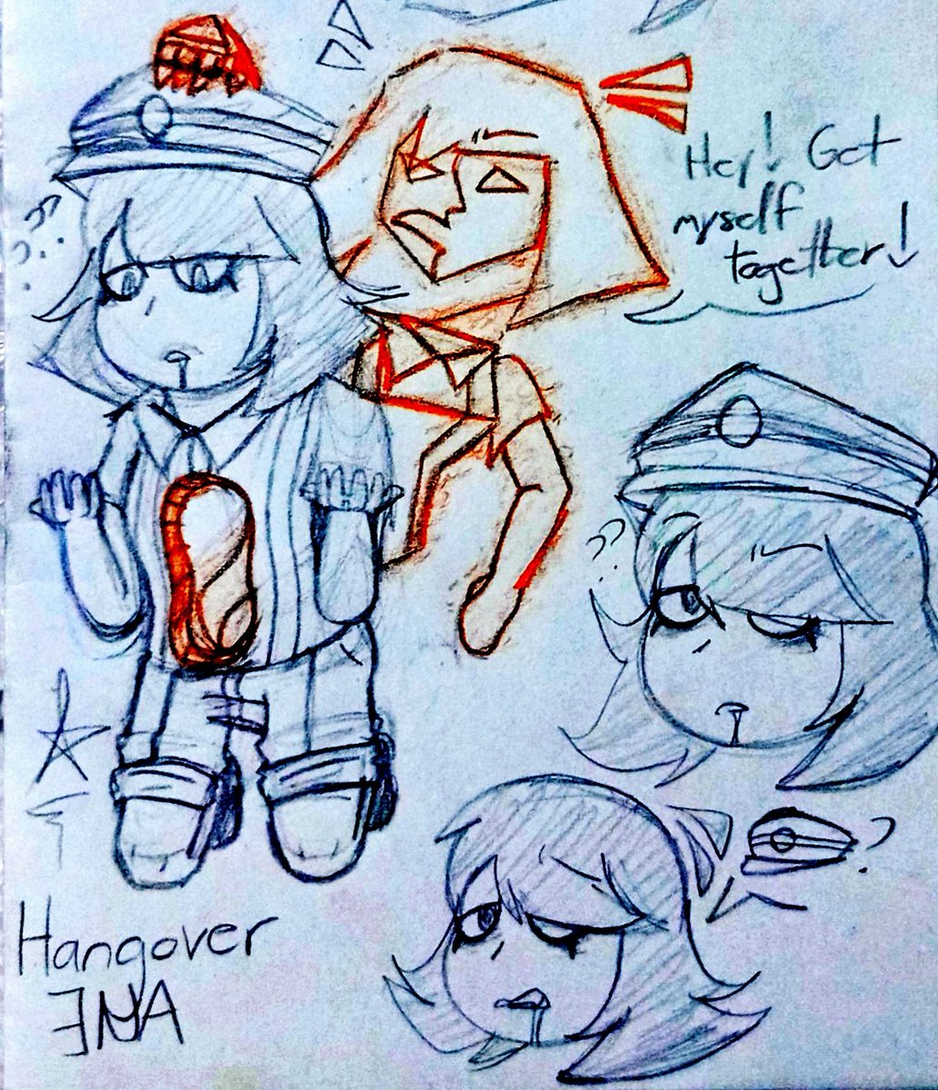 Hangover Ena! Some sketches I made while on History class, lol. I really love her design. Tried a chibi style or something, idk, I just draw.

Just that.

#enadreambbq
#EnaJoelg