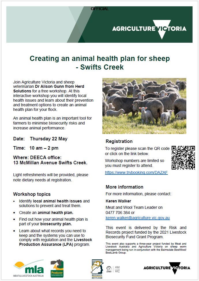 🐑 Take charge of your flock’s health with our Creating an Animal Health Plan for Sheep workshop.

✅ Hands-on guidance
✅ Free to attend
✅ Great for producers at all experience levels
Don't miss this opportunity to boost your farm’s productivity!