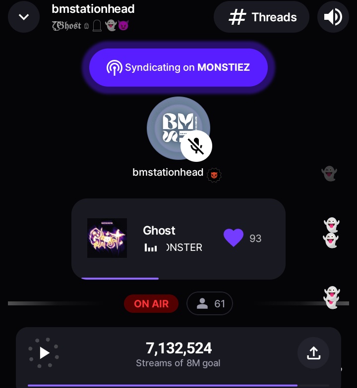 [📢] STREAM GHOST

We are still Ghost-ing 👻 on <a href="/STATIONHEAD/">STATIONHEAD</a> Join us and reach the goal before the tracking day ends🚨

📻: stationhead.com/bmstationhead 

#BABYMONSTER <a href="/YGBABYMONSTER_/">BABYMONSTER</a>