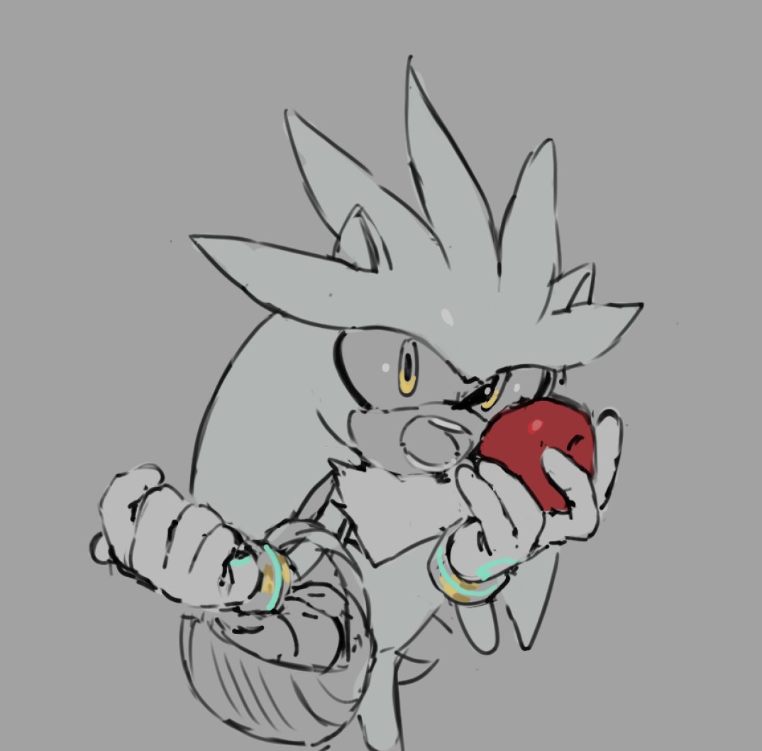 cicirca_'s tweet image. He is having a snack! #SilverTheHedgehog