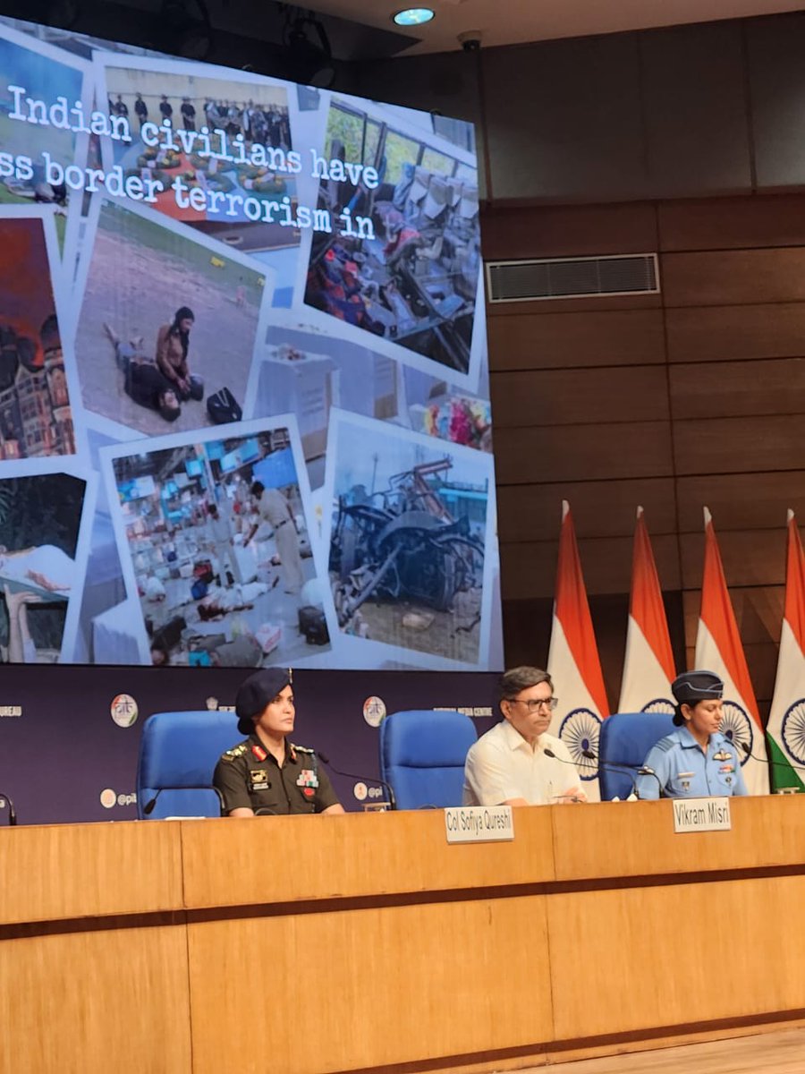 Pradeep Bhandari(प्रदीप भंडारी)🇮🇳 (@pradip103) on Twitter photo Two dynamic female officers .. it’s brilliant
It’s solid messaging by India
Women officers fronting Op Sindoor briefing
Briefing by FS and Col Sofiya, Wg Cdr Vyomika Singh
PM <a href="/narendramodi/">Narendra Modi</a> ji's decisions has made 140 cr Indians proud
#OperationSindoor Two dynamic female officers .. it’s brilliant
It’s solid messaging by India
Women officers fronting Op Sindoor briefing
Briefing by FS and Col Sofiya, Wg Cdr Vyomika Singh
PM <a href="/narendramodi/">Narendra Modi</a> ji's decisions has made 140 cr Indians proud
#OperationSindoor