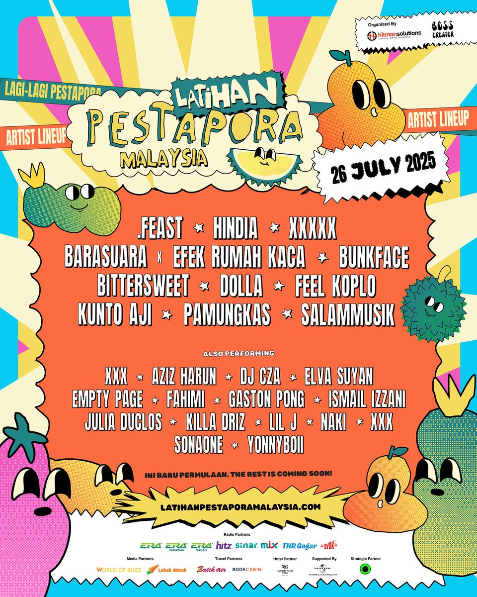 xallehrazax's tweet photo. LATIHAN PESTAPORA MALAYSIA 2025

⚠️ Full lineup update

🗓️ 26 July 2025
📍 Surf Beach, Sunway Lagoon

🎟️ RM179, RM249
🔗 https://t.co/nyfsto9aiR https://t.co/xp2Ap2aVgW
