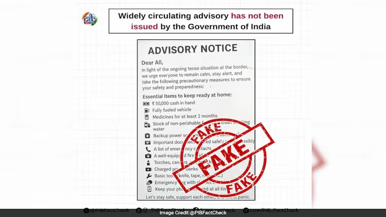 ndtv's tweet photo. Government Flags Fake Advisory After 'Operation Sindoor',Urges Caution
https://t.co/M4osB21MhL

#OperationSindoor https://t.co/oY1EbjLJO7