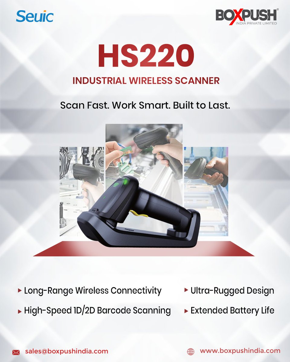 Boxpush024's tweet image. 🔍 Scan Fast. Work Smart. Built to Last.

Meet the #Seuic #HS220 – the industrial wireless scanner engineered for performance, precision, and durability.

#Boxpush #SeuicHS220 #WirelessScanner #AIDCIndia #BarcodeScanner #IndustrialSolutions #WarehouseTech #BuyWithBoxpush