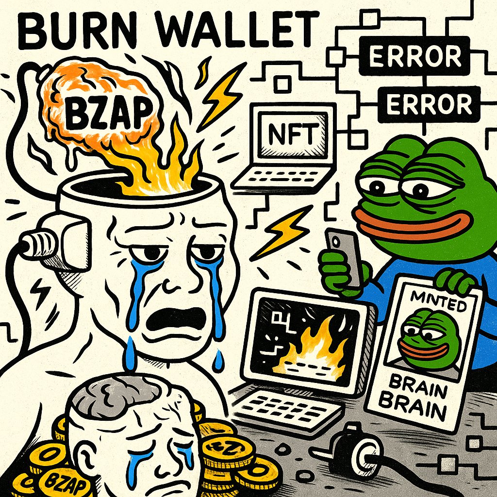 Brain? Gone. Gains? Pending.
Wojak just accidentally sent his brain to a burn wallet.
Pepe minted it as an NFT.
Follow + comment the dumbest crypto thing you've done.
We won't help. But we'll laugh.
#BZAP #BrainZap #BurnWalletBrain #MemeCoin #IQ0Movement #WAGMI