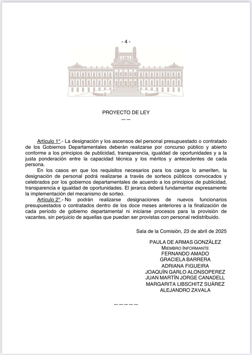 Lo logramos!!! 
El proyecto de Ley que regula la designación y ascensos de los funcionarios en los Gobiernos Departamentales, por concurso y o sorteo, tuvo media sanción en la Cámara de Diputados.
Excelente trabajo del <a href="/PartidoColorado/">Partido Colorado</a>. Como buenos batllistas defendimos y