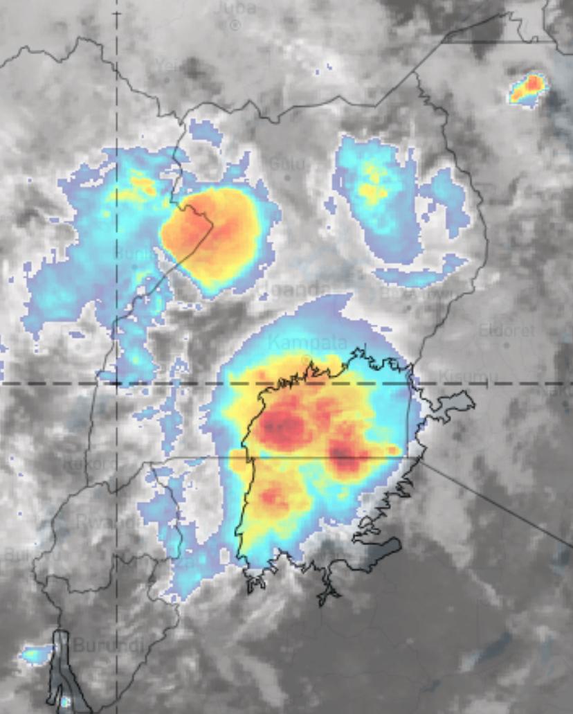 Cloudy conditions  over parts of the country with showers over the Albertine, Rwenzori, Karamoja, Elgon,  Lake Victoria Basin and Kigezi highlands this morning.
