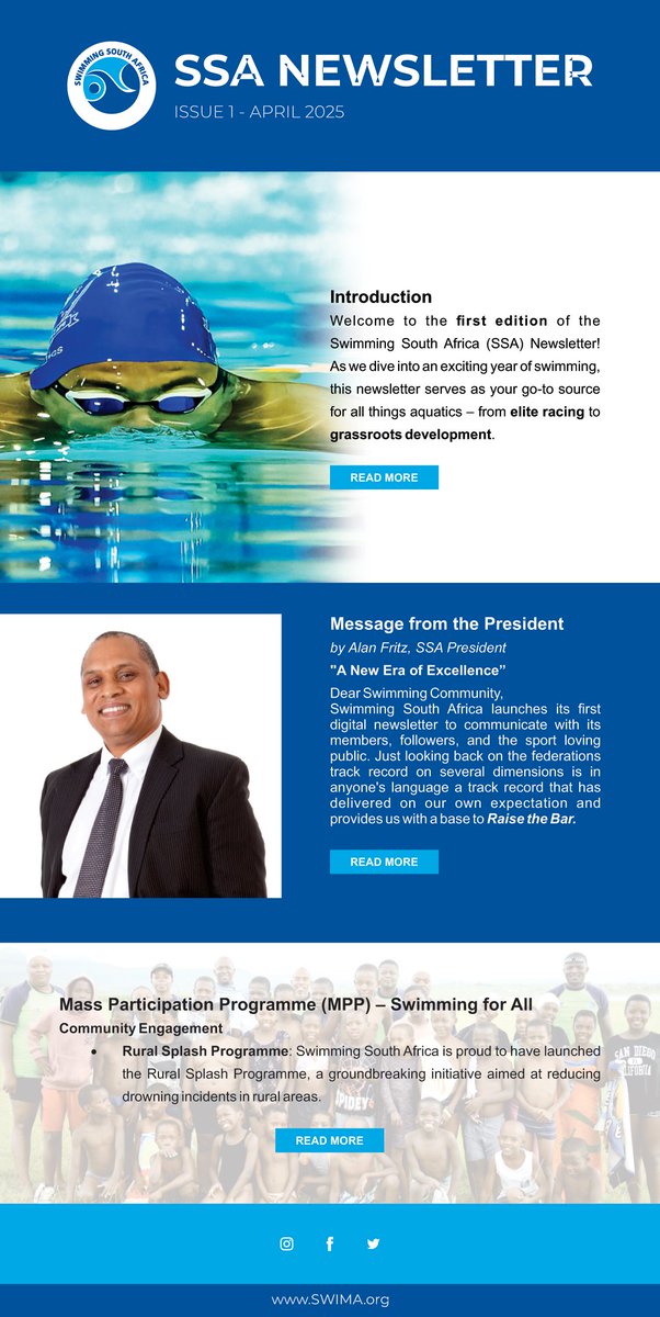 SwimSouthAfrica's tweet image. Exciting News‼️ The First Edition of the SSA Newsletter is Now Available!👀

Get the latest updates, stories &amp;amp; insights, all in one place.👌

Read now: swimsa.org/about/ssa-news…

#SSA #Newsletter📰 #April2025 #FirstEdition☝️