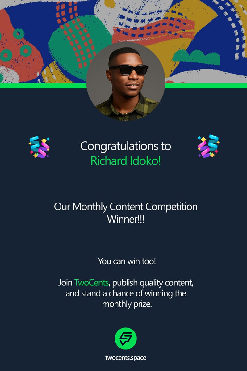 your_TwoCents's tweet photo. Writers, your words can win you cash!
Join the TwoCents Monthly Content Competition — publish quality content each week, rack up views and engagement, and climb the leaderboard.
Winners like Richard Idoko are already cashing in — you could be next!
#writerscommunity #TwoCent https://t.co/EcFdcPoVer