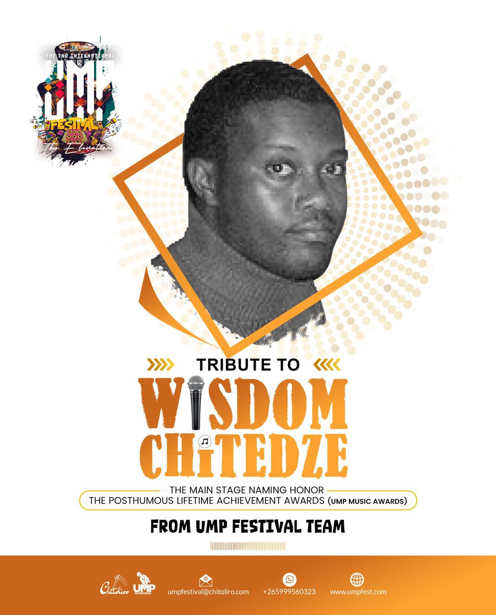 umpfest's tweet photo. UMP Festival 2025: Honouring Wisdom Chitedze

Join us at UMP Festival 2025 (21-27 Oct, Cape Maclear) as we celebrate the life & legacy of Wisdom Chitedze, a pioneering Malawian urban gospel artist. His music inspired a generation with its unique blend of hip-hop & R&B, tackling social issues & promoting hope.

What do you remember about Wisdom Chitedze?

#UMPFestival2025 #TheElevation #WisdomChitedze #MalawiMusic