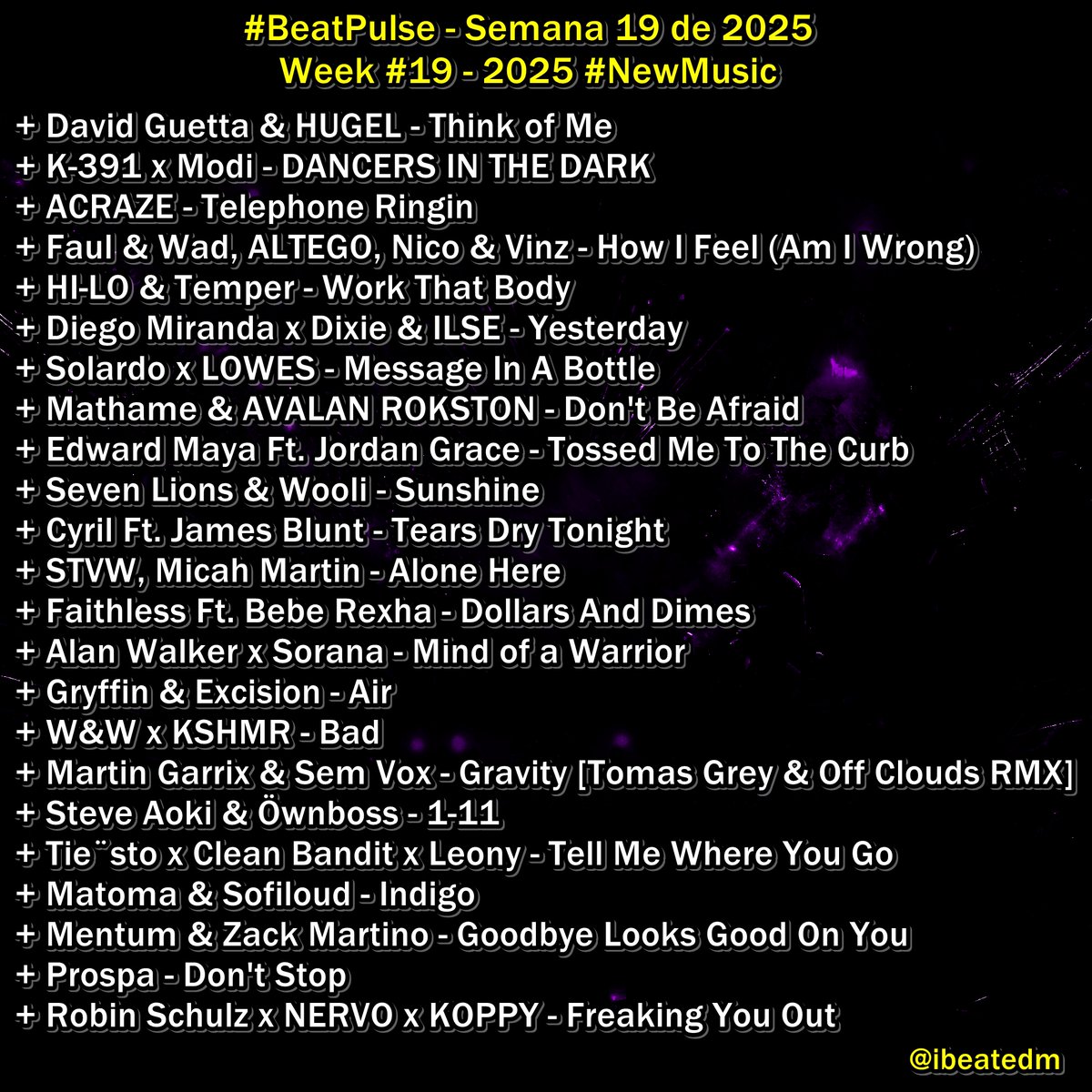 ibeatedm's tweet photo. #BeatPulse - Semana 18 de 2025 // Week #18 - 2025 /// Favorite song? #NewMusic π#ElectronicMusic #DanceMusic #EDM #Dance /// Your donations & support is appreciated -> https://t.co/xz6aS756EC https://t.co/smUQGEAGEU